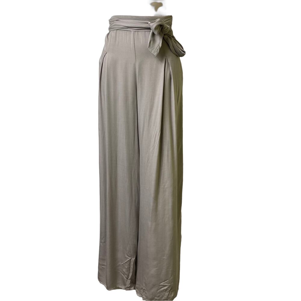 Hello Nite NWT Sz‎ S High Rise Wide Leg Boho Lounge Pants Attached Sash (2504)